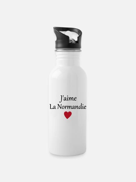 J'aime la Normandie - Gourde avec paille intégrée - blanc