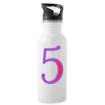 5. 5 ANS. 5e ANNIVERSAIRE. ANNIVERSAIRE 5 ANS - Gourde avec paille intégrée - blanc - Droite