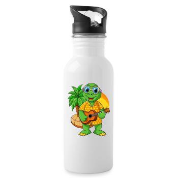 Funny Turtle Summer Beach Sunglasses Hawaiian - Water bottle with straw - white - Right