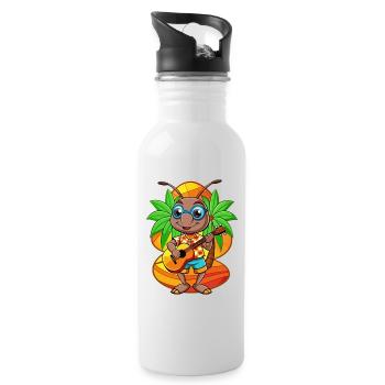 Lustige Ameise Cartoon Sommer Strand Sonnenbrille Gitarre - Trinkflasche mit integriertem Trinkhalm - Weiß - Rechts