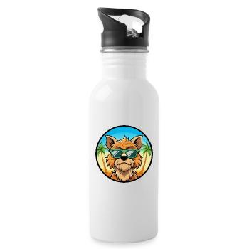 Griffon Bruxellois Hunderasse Cartoon Sonnenbrille - Trinkflasche mit integriertem Trinkhalm - Weiß - Rechts