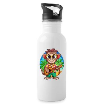Lunettes de soleil de plage d’été de dessin animé de singe drôle - Gourde avec paille intégrée - blanc - Droite