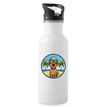 Polnische Jagdhund Hund Rasse Cartoon Sonnenbrille - Trinkflasche mit integriertem Trinkhalm - Weiß - Rechts