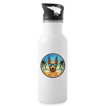 Pharaoh Hound Dog Breed Cartoon Sunglasses Beach - Water bottle with straw - white - Right