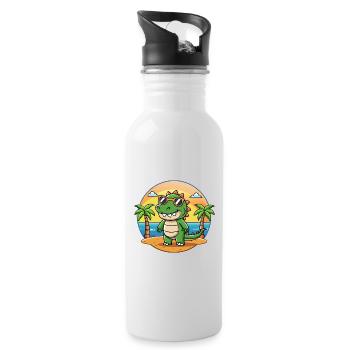 Krokodil Lustige Cartoon Sommer Strand Sonnenbrille - Trinkflasche mit integriertem Trinkhalm - Weiß - Rechts