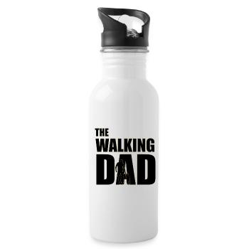 Der wandelnde Papa (schwarz) Kontur Gold - Trinkflasche mit integriertem Trinkhalm - Weiß - Rechts