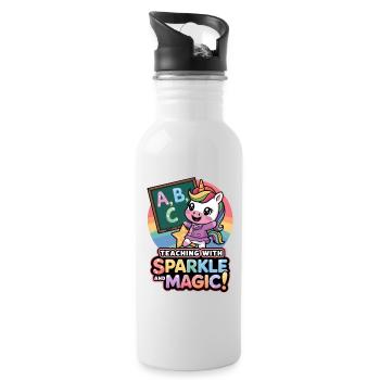 Teaching With Sparkle And Magic! - Water bottle with straw - white - Right