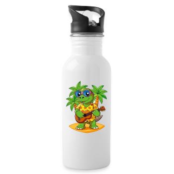 Funny Turtle Cartoon Summer Beach Sunglasses - Water bottle with straw - white - Right