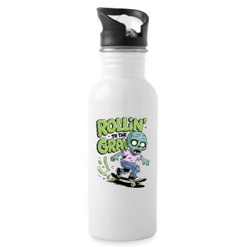 Rollin zum Grab - Trinkflasche mit integriertem Trinkhalm - Weiß - Rechts