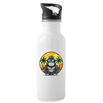 Gorilla Lustige Cartoon Sommer Strand Sonnenbrille Cool - Trinkflasche mit integriertem Trinkhalm - Weiß - Rechts