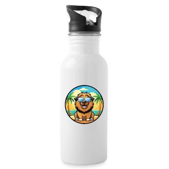 Leonberger Chien Race Dessin Animé Lunettes de Soleil Plage - Gourde avec paille intégrée - blanc - Droite