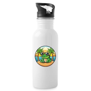 Frosch Lustige Cartoon Sommer Strand Sonnenbrille Aufkleber - Trinkflasche mit integriertem Trinkhalm - Weiß - Rechts