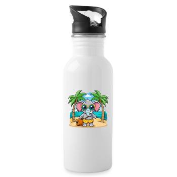 Elefant Lustige Cartoon Sommer Strand Sonnenbrille - Trinkflasche mit integriertem Trinkhalm - Weiß - Rechts