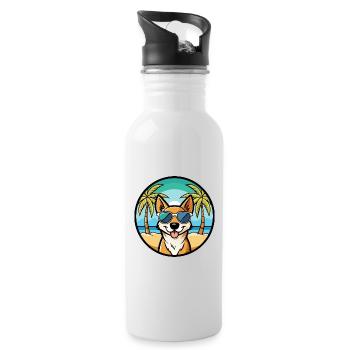 Perro De Presa Mallorquinische Hunderasse Cartoon Beach - Trinkflasche mit integriertem Trinkhalm - Weiß - Rechts