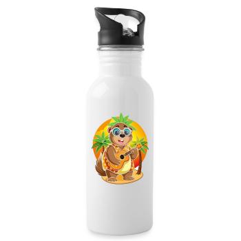 Lustige Murmeltier Cartoon Sommer Strand Sonnenbrille - Trinkflasche mit integriertem Trinkhalm - Weiß - Rechts