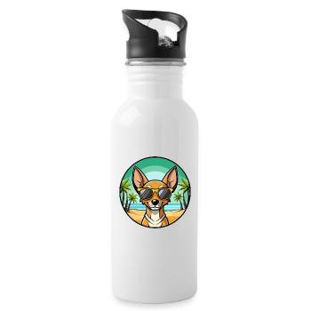 Cirneco Dell Etna Dog Breed Cartoon Sunglass Beach - Water bottle with straw - white - Right