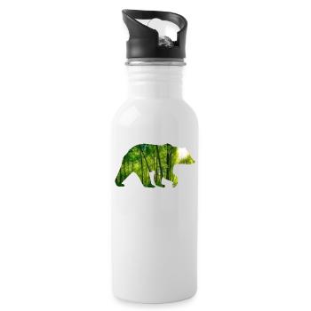 Brummiger Waldbär Wanderfreund - Trinkflasche mit integriertem Trinkhalm - Weiß - Rechts