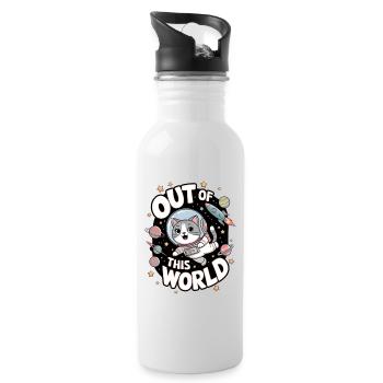 Nicht von dieser Welt - Trinkflasche mit integriertem Trinkhalm - Weiß - Rechts