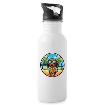 Alpine Dachsbracke Dog Breed Lunettes de soleil de dessin animé - Gourde avec paille intégrée - blanc - Droite