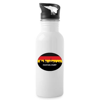 Düsseldorf Deutschland Flagge Skyline Silhouette Travel - Trinkflasche mit integriertem Trinkhalm - Weiß - Rechts