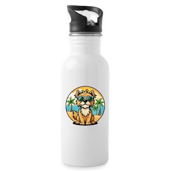 Brikett Griffon Vendéen Hunderasse Cartoon Strand - Trinkflasche mit integriertem Trinkhalm - Weiß - Rechts
