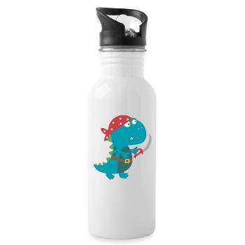 Dino Pirat Piratenkostüm Halloween Karneval Jungen - Trinkflasche mit integriertem Trinkhalm - Weiß - Rechts