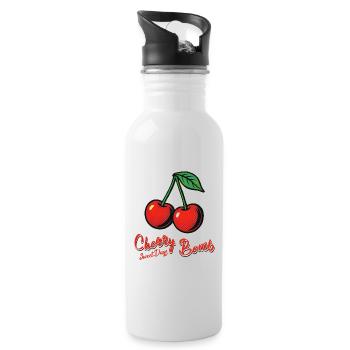 Kirsch-Mädchen - Trinkflasche mit integriertem Trinkhalm - Weiß - Rechts