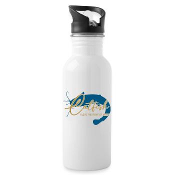 Wels Waller angeln Sportfischen Flussmonster - Trinkflasche mit integriertem Trinkhalm - Weiß - Rechts