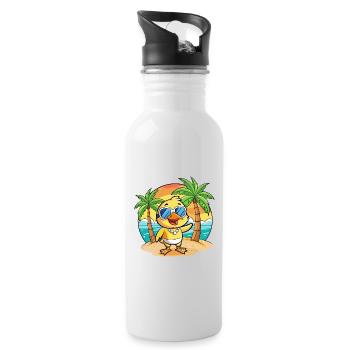Duck Funny Cartoon Summer Beach Sunglasses - Water bottle with straw - white - Right