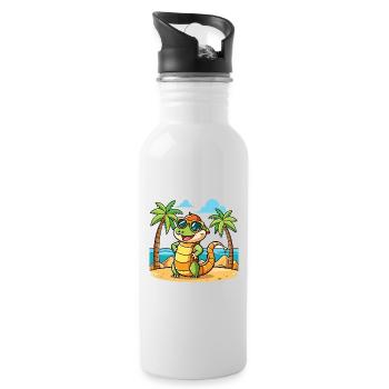 Anaconda Funny Cartoon Summer Beach Sunglasses - Water bottle with straw - white - Right