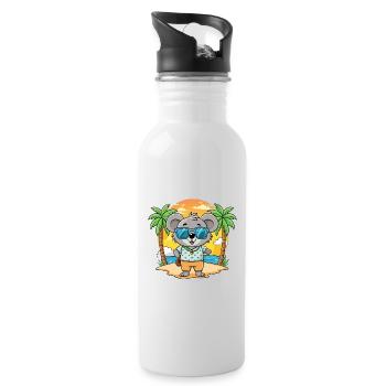 Koala Lustige Cartoon Sommer Strand Sonnenbrille - Trinkflasche mit integriertem Trinkhalm - Weiß - Rechts