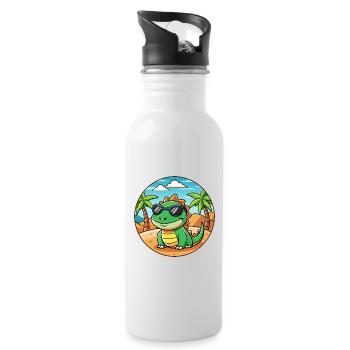 Lizard Lustige Cartoon Sommer Strand Sonnenbrille - Trinkflasche mit integriertem Trinkhalm - Weiß - Rechts