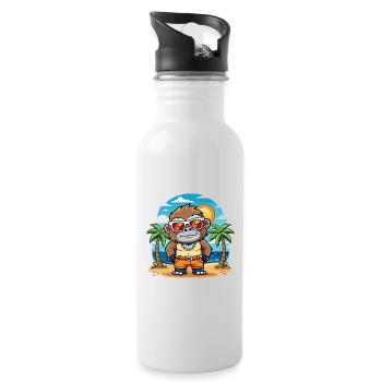 Gorilla Lustige Cartoon Sommer Strand Sonnenbrille - Trinkflasche mit integriertem Trinkhalm - Weiß - Rechts