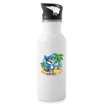 Blue Jay Lustige Cartoon Sommer Strand Sonnenbrille - Trinkflasche mit integriertem Trinkhalm - Weiß - Rechts