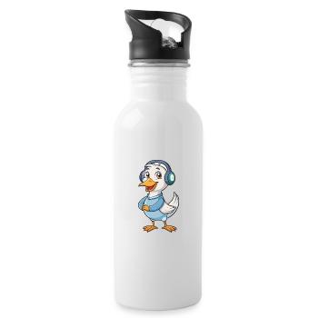 Goose Funny Cartoon Character Casque Musique - Gourde avec paille intégrée - blanc - Droite