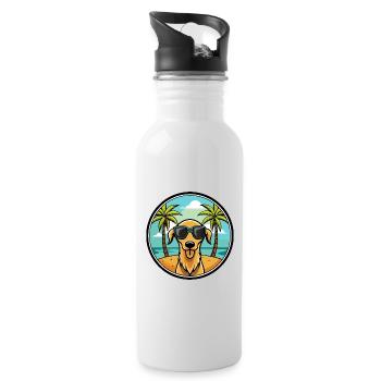 Sloughi Hunderasse Cartoon Sonnenbrille Strand - Trinkflasche mit integriertem Trinkhalm - Weiß - Rechts