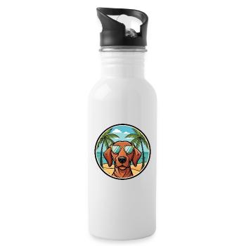 Drahthaar Vizsla Hund Rasse Cartoon Sonnenbrille Strand - Trinkflasche mit integriertem Trinkhalm - Weiß - Rechts