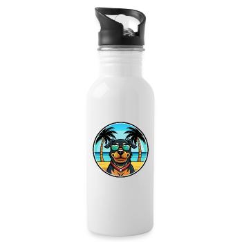 Rottweiler Chien Race Dessin Animé Lunettes De Soleil Plage - Gourde avec paille intégrée - blanc - Droite