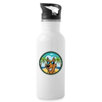 Jugoslawischer Windhund Hunderasse Cartoon Sonnenbrille Strand - Trinkflasche mit integriertem Trinkhalm - Weiß - Rechts