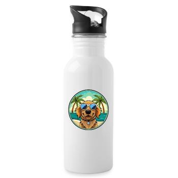 Picardie Spaniel Hund Rasse Cartoon Sonnenbrille Strand - Trinkflasche mit integriertem Trinkhalm - Weiß - Rechts