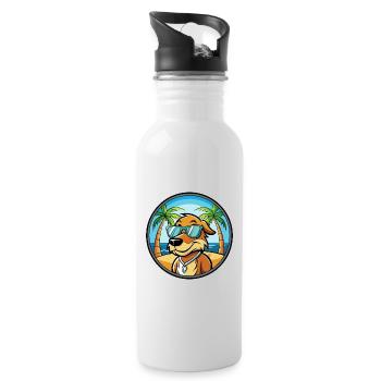 Poitevin Hound Hund Rasse Cartoon Sonnenbrille Strand - Trinkflasche mit integriertem Trinkhalm - Weiß - Rechts