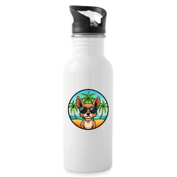 Miniatur Pinscher Hund Rasse Cartoon Sonnenbrille - Trinkflasche mit integriertem Trinkhalm - Weiß - Rechts