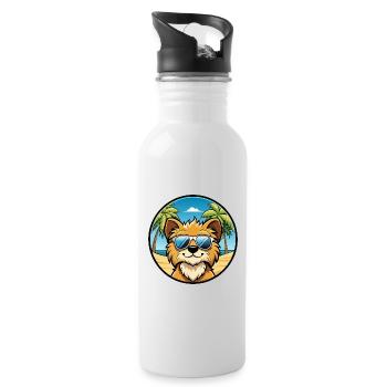 Lowchen Little Lion Dog Breed Cartoon Sunglasses - Water bottle with straw - white - Right