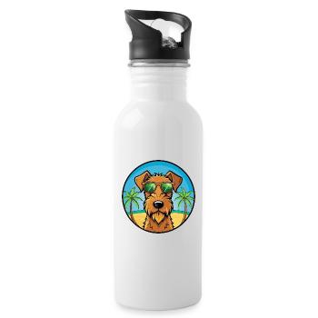 Irish Terrier Hunderasse Cartoon Sonnenbrille Strand - Trinkflasche mit integriertem Trinkhalm - Weiß - Rechts