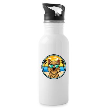 Griffon Nivernais Hunderasse Cartoon Sonnenbrille Strand - Trinkflasche mit integriertem Trinkhalm - Weiß - Rechts