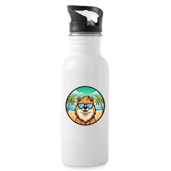 Eurasier Dog Breed Cartoon Sunglasses Beach - Water bottle with straw - white - Right