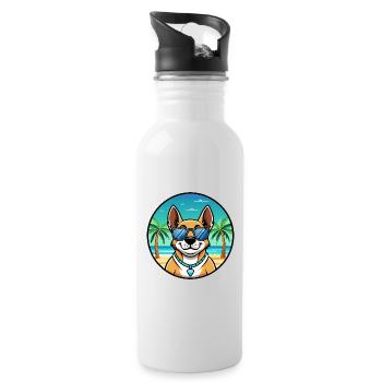 Australian Cattle Dog Rasse Cartoon Sonnenbrille Strand - Trinkflasche mit integriertem Trinkhalm - Weiß - Rechts