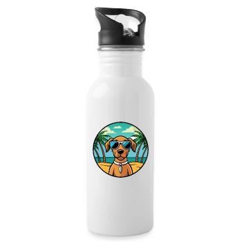 Vizsla Dog Breed Cartoon Sunglasses Beach - Water bottle with straw - white - Right