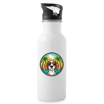Treeing Walker Coonhound Hunderasse Cartoon Strand - Trinkflasche mit integriertem Trinkhalm - Weiß - Rechts