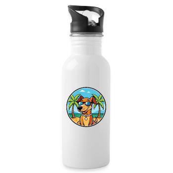 Polnische Jagdhunderasse Cartoon Sonnenbrille Strand - Trinkflasche mit integriertem Trinkhalm - Weiß - Rechts